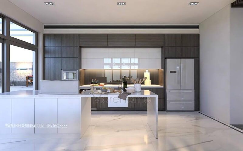 Sắp xếp nội thất phòng bếp hiện đại, đẹp, sang trọng cho nhà phố, biệt thự.