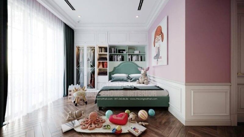 Tủ quần áo liền kệ để đồ đẹp, sang trọng co phòng con gái.