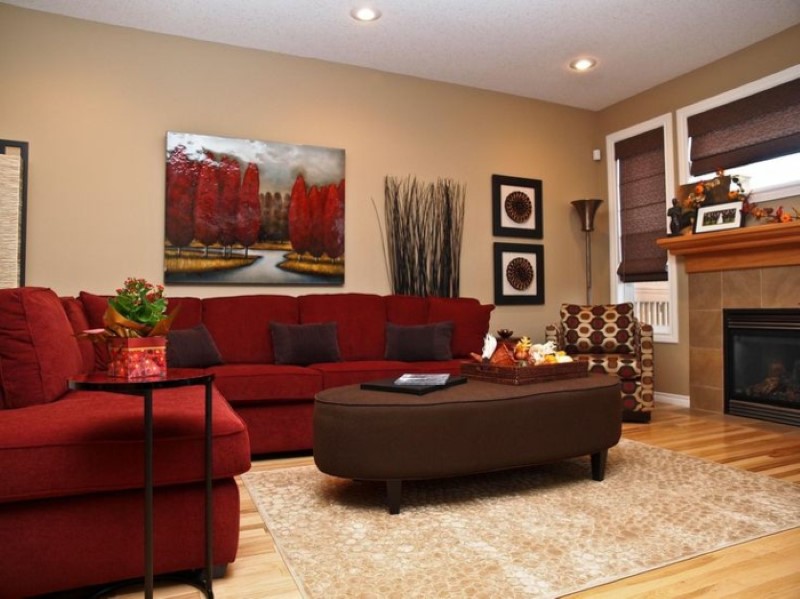 Sofa góc màu đỏ
