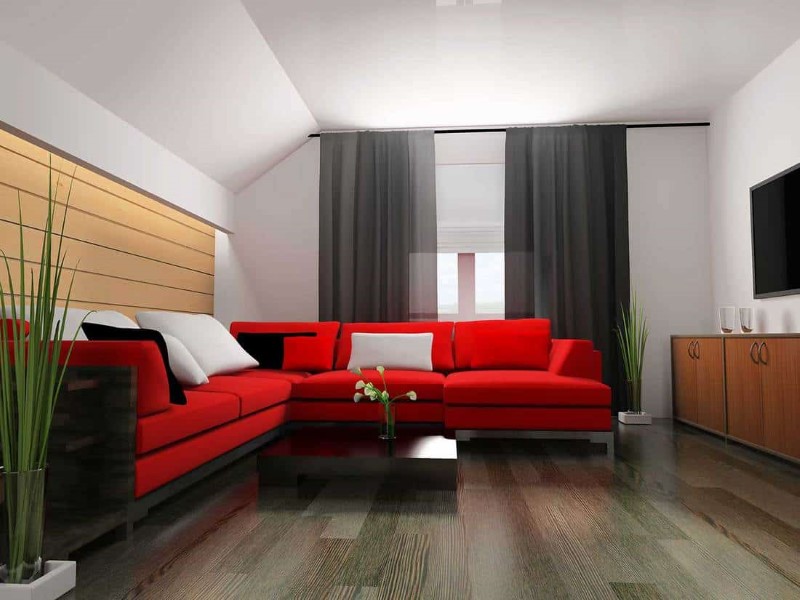Sofa góc màu đỏ